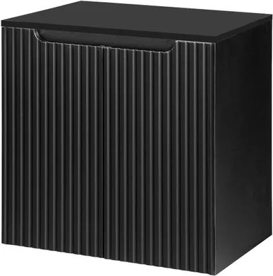 Produktbild von Waschbeckenunterschrank mit Waschplatte ‘Skelbolu‘ mit 2 Türen 60 x 60 x 40 cm gerillt Schwarz