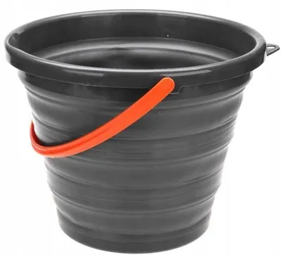 Image de Seau pliable 10 L en PP, PET et TPR, gris foncé avec poignée pour le ménage