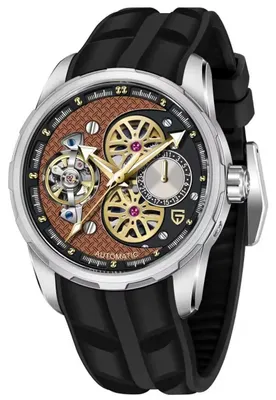 Produktbild von Herrenuhr Pagani Design Wave, mechanisch, Silikonarmband, schwarz / braun