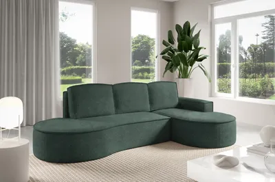 Produktbild von GUTTO Ecksofa MOLLY mit abgerundeter Form in Creme Beige Grau Gruen Teddystoff - trendige abgerundete Form! Neuheit 2025 (mit Schlaffunktion)