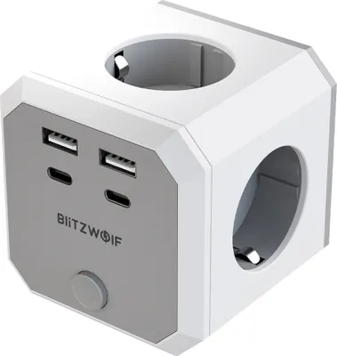 Produktbild von 8-in-1 Wandwürfel-Steckdosenleiste EU-Stecker mit Schalter, 4000W, 4 AC Steckdosen / 2 USB-A / 2 USB-C