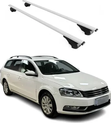 Productafbeelding van Dakdragers (dwarsbalken) voor VW Passat B7 Variant, modeljaren 2010-2014, van metaal, zilverkleurig