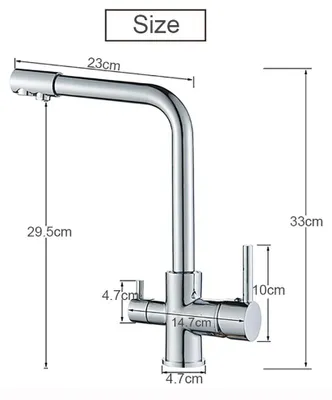 Immagine prodotto di Rubinetto da cucina con filtro dell'acqua - Miscelatore a due maniglie per lavello - Rubinetto per acqua calda e fredda - Rubinetto in ottone girevole a 360° - Montaggio su piano - Cromato