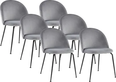 Produktbild von 6er Set MELBOURNE Stühle - Velours und Metall in mattschwarz - grau