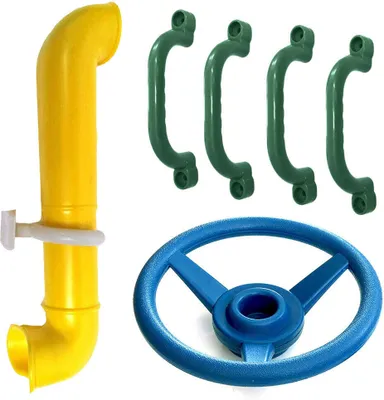 Produktbild von Zubehör für Spielturm Set mit Lenkrad Periskop und 4x Handgriff für Kinder