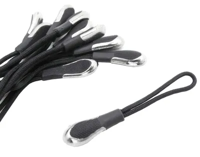 10 Zipper-Schlaufen Reißverschluss-Anhänger grau