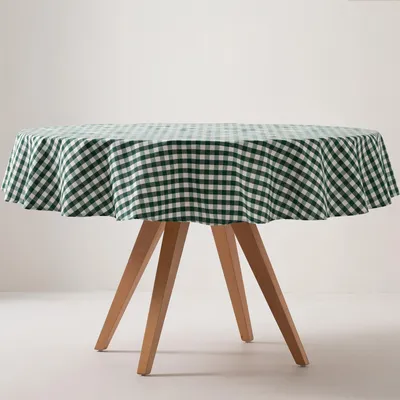 Obrázek produktu pro GAMUSI Voděodolný ubrus 'Vichy Check' 160x160 cm Bavlna Odolný proti skvrnám Omyvatelný - zelený