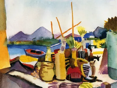 Produktbild von August Macke Kunstdruck Bild - Landschaft Bei Hammamet, 1914 (60 x 80 cm)