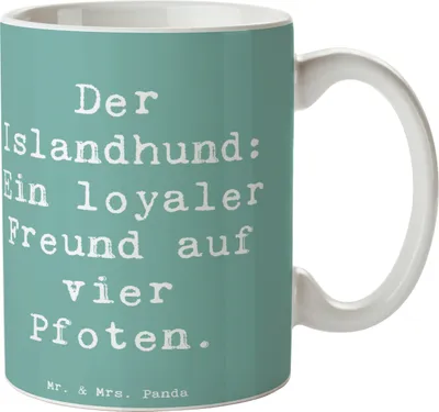 Produktbild von Mr. & Mrs. Panda Teetasse Spruch Treuer Islandhund - Meeresbrise - Geschenk, loyaler Hund, Pott, Wachhunde, Hunderasse, Kaffeetasse, Hunderassen Vielfalt, Freund, Tasse