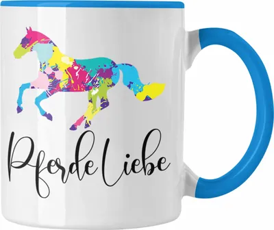 Produktbild von Trendation - Reiterin Mädchen Pferde Geschenk Tasse Reiten Reiterin Kinder Becher Spruch Lustig Geburtstag  Pferdeliebe (Blau)