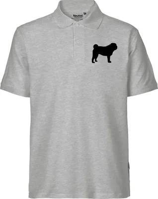 Produktbild von Huuraa Herren Polo Shirt Mops Silhouette XL Sport Grey Bio Baumwolle Fairtrade Poloshirt Geschenkidee