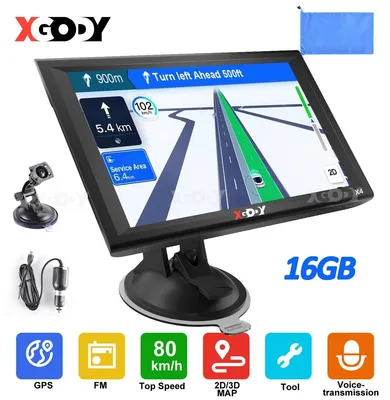 Zdjęcie produktu dla Nawigacja samochodowa 9 cali, 16 GB pamięci, 256 MB RAM, ekran dotykowy, GPS, przeznaczona do samochodów osobowych, ciężarówek, kamperów, z uchwytem i kablem ładowania, mapy Europy, asystent pasa ruchu, grafika 3D