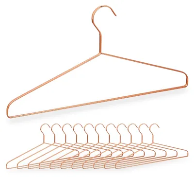 Obrázek produktu pro 36 ks ramínek na košile, saka a kalhoty, úspora místa, kovová drátěná ramínka, šířka 42 cm, elegantní ramínka, měď
