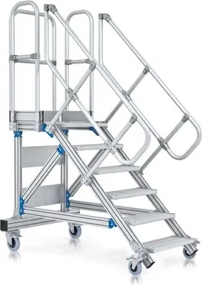 Produktbild von Zarges Plattformtreppe fahrbar 45° 600mm Stufenbreite 19 Stufen