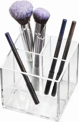 Zdjęcie produktu dla Plastikowy organizer na kosmetyki, 3 przegródki, przezroczysty, 10 x 10 cm