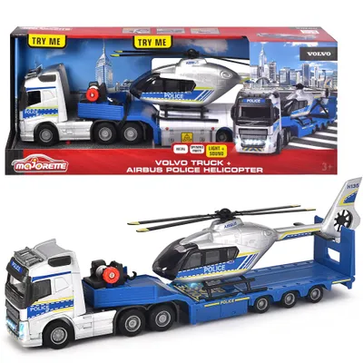 Obrázok produktu pre Majorette Grand Police Set Volvo Truck S Prívesom A Helikoptérou