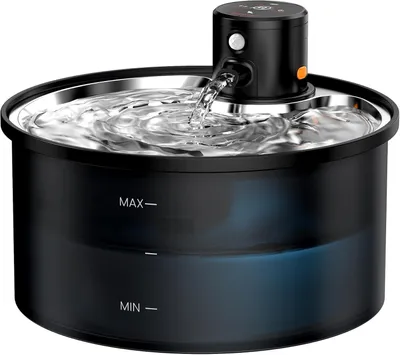 Produktbild von Kabelloser Katzenbrunnen 3,2 l, Bewegungsmelder, 4000 mAh Akku, Edelstahl.