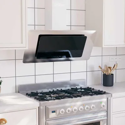 Immagine prodotto di vidaXL Cofano estrattore 90 cm in acciaio inox e vetro temperato argento