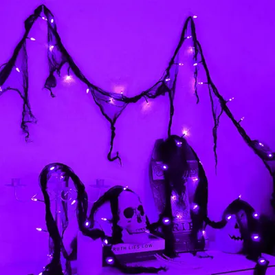 Halloween Lichterkette, LED, lila, 30 Lichter, batteriebetrieben