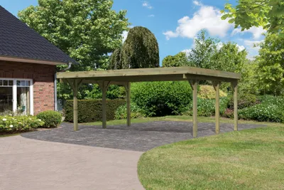 Produktbild von Doppelcarport Classic 1 Holz Überdachung Unterstand PVC-Dach kesseldruckimprägniert 563x394,5x237 cm