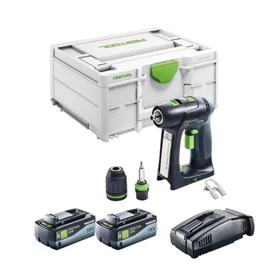 Obrázek produktu pro Festool C 18 Basic akumulátorový vrtací šroubovák 18 V 45 Nm bezkartáčový + 2x akumulátor 8,0 Ah + rychlonabíječka + systainer