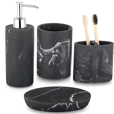 Produktbild von Marmor Muster Badezimmeraccessoires Set - 4-teilig
