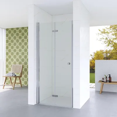 Produktbild von Duschtür 70x187 cm Duschabtrennung aus 5mm ESG Sicherheitsglas Duschwand Falttür Dusche Nischentür Echtglas mit Verstellbereich