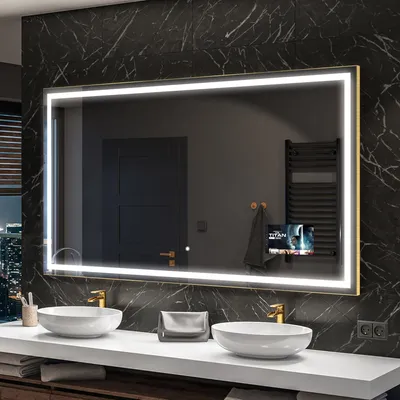 Produktbild von Artforma Badspiegel SMART 110x80 cm - mit LED Beleuchtung - LED Farbe Kaltweiß 7000K - Individuell Nach Maß - Beleuchtet Wandspiegel Lichtspiegel Badezimmerspiegel | Lichtschalter: Touch Schalter |SLED049