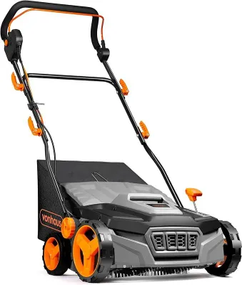 Zdjęcie produktu dla Wysokowydajna szczotka do pielęgnacji trawy syntetycznej, 1800W, odkurzacz do liści do trawy syntetycznej, elektryczna maszyna do czyszczenia trawy syntetycznej, pojemnik na odpady 45 litrów, 5 regulowanych wysokości, szerokość robocza 380 mm, składany uchwyt