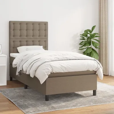 Produktbild von Design Möbel Boxspringbett mit Matratze Taupe 90x200 cm Stoff - 2024 Neu