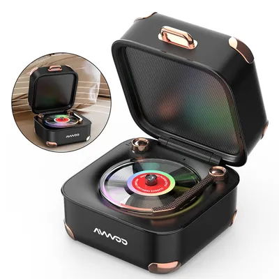 Produktbild von Retro Bluetooth-Lautsprecher mit RGB-Beleuchtung, tragbarer Bluetooth Speaker, Musikbox für Handy, geeignet für Schreibtisch, Zuhause, Büro und Outdoor, ideal als Geschenk