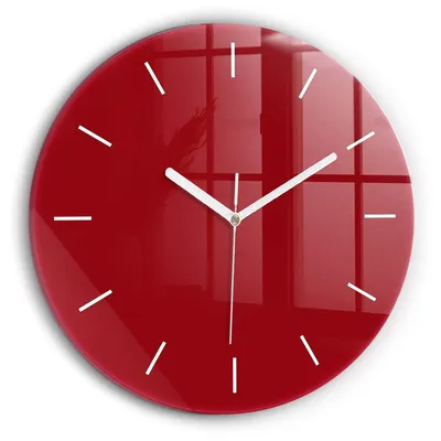 Produktbild von Wallfluent Wanduhr – Stilles Quarzuhrwerk - Uhr Dekoration Wohnzimmer Schlafzimmer Küche - Zifferblatt mit Striche - weiße Zeiger - 30 cm - Rot
