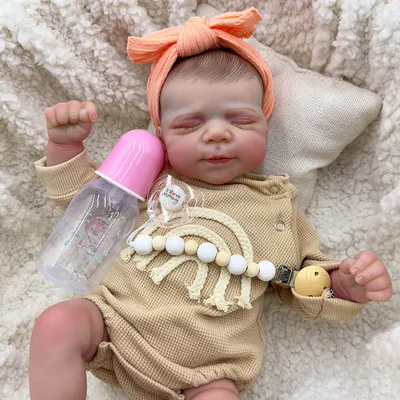 Produktbild von 48 cm große Puppe Pascale mit Baumwollkörper, lebensechtes, weiches Kuschelbaby, mehrschichtige Bemalung, 3D-Haut