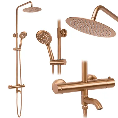 Produktbild von Duschgarnitur mit Thermostat Rea LUNGO brushed copper