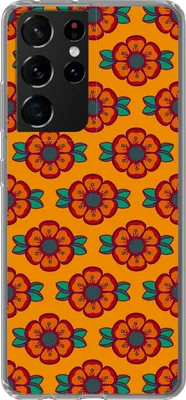 Produktbild von MuchoWow® Handyhülle Schutzhülle Hülle für Telefoonhoesje Samsung Galaxy S21 Ultra Design - Retro - Rosen - Orange Silikon Softcase Handy Hülle - Mobiltelefon