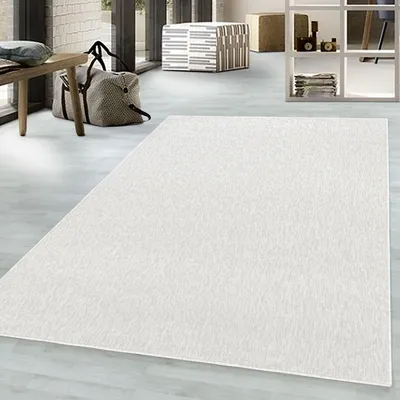 Produktbild von Kurzflorteppich, cremefarben, Wohnzimmerteppich, Filzrücken 120 x 120 cm