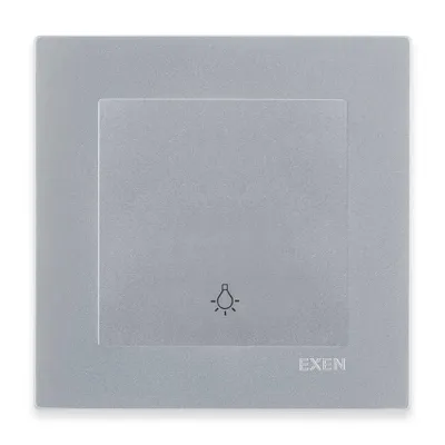 Image de Bouton-poussoir Barrière lumineuse Réfléchissant Simple Argent + Cadre Argent EXEN