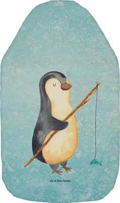 Produktbild von Mr. & Mrs. Panda Wärmflasche Pinguin Angler - Eisblau - Geschenk, Urlaub, Motivation, Wärmflaschen, Wärmeflasche, Geschenkidee, Wärmekissen, Angelurlaub, mit Bezug
