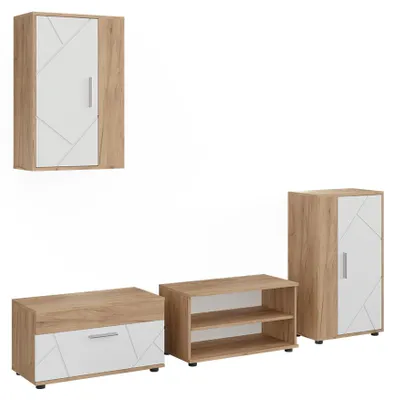 Immagine prodotto di Parete attrezzata soggiorno Vicco Berno Rovere dorato/Bianco Set da 4 pezzi, Model 59215