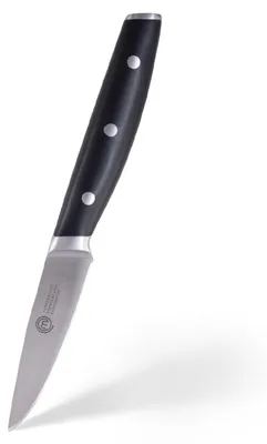 Produktbild von MasterChef Schälmesser, Kochmesser Profi Messer aus Kohlenstoffreichem Edelstahl, Dreifach Vernieteter Griff, mit Stahl Kropf, Vollzapfen, Superscharf, 9cm Klinge, Silber