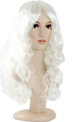 Produktbild von lange lockige Perücke weiß/hellblond für Damen