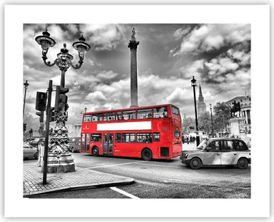 Produktbild von Poster - Poster ohne Rahmen - Trafalgar Platz Taxi London - 50x40 cm - Wand Bild - Wanddeko - Wandbilder - Kunstposter - Wandposter - Bilder - Kunstdruck - Wanddekoration - Wandbild - P2XAA50x40-0488