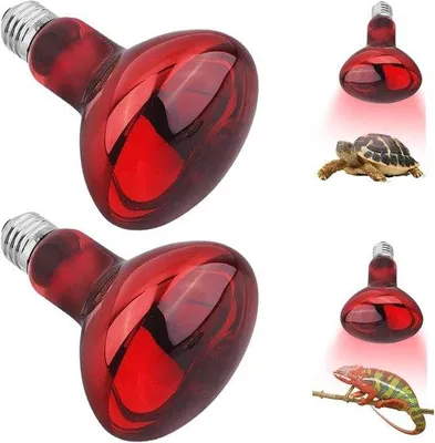 Obrázok produktu pre Infračervené vykurovacie svetlo 100 W, pätica E27, určené pre plazy a obojživelníky – 2 kusy, červené