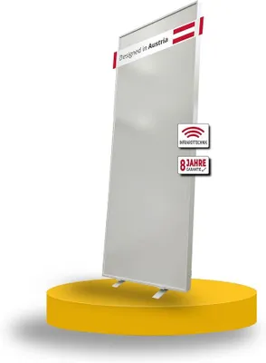 Obrázek produktu pro Infračervený topný panel, model L – energeticky úsporný topný panel určený pro instalaci na podlahu i na zeď, výkon 600 wattů, mobilní topidlo vhodné pro montáž na zeď, rozměry 60 x 90 x 2,5 cm, vhodné pro místnosti do 10 m²