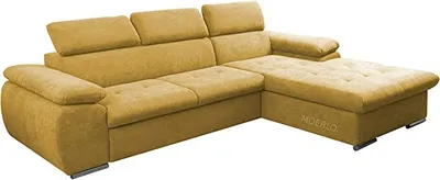 Produktbild von Ecksofa mit Schlaffunktion und Bettkasten, Couch für Wohnzimmer, Schlafsofa Sofagarnitur Sofa Eckcouch L-Form Wohnlandschaft mit Bettfunktion NILUX (Eckosfa NILUX Gelb) 284 x 196 x 78 cm, Rechts Ottomane