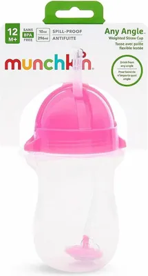 Produktbild von Munchkin MUNCHKIN gertuvė su šiaudeliu ir svareliu, rožinės spalvos, 12mėn+, 296ml, 01246201