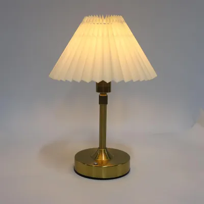 LED-Tafellamp, oplaadbaar, 2700K, dimmbar, Vintage, Stoffschirm