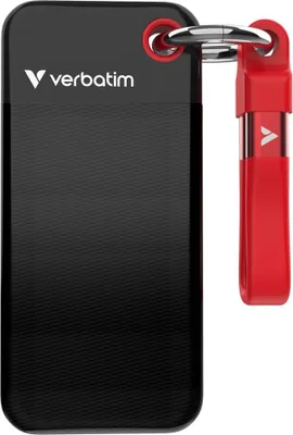 Obrázek produktu pro Verbatim Pocket SSD, 256 GB, USB typu C, 3.2 Gen 2 (3.1 Gen 2), 10000 MB/s, 10 Gbit/s, Černá, Červená