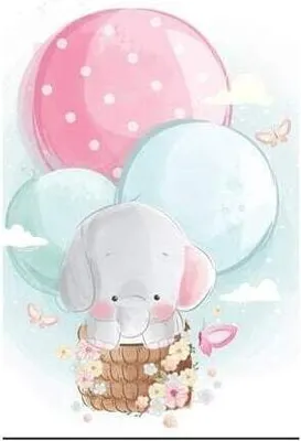 Produktbild von Geschenktasche - Elefant mit Luftballons - ca. 17,5 x 22,5 x 9,5 cm