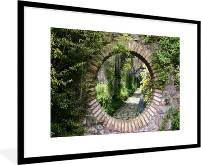 Produktbild von MuchoWow® Gerahmtes Poster Wald - Steine - Durchblick - Pfad 90x60 cm - Poster mit Schwarzem Bilderrahmen Wandposter Rahmen Foto Bilder - Wanddekoration - Fotos